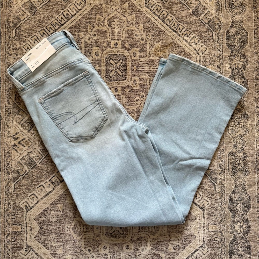 American Eagle Light Blue Kick Boot Crop Jeans - Picture 2 of 2